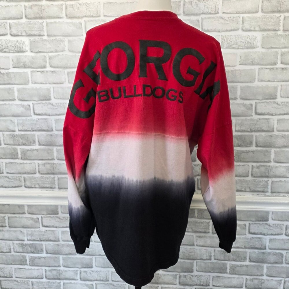 UGA Bulldogs Spirit Jersey Ombre Red Black Oversized Made in USA Georgia M - Picture 3 of 8